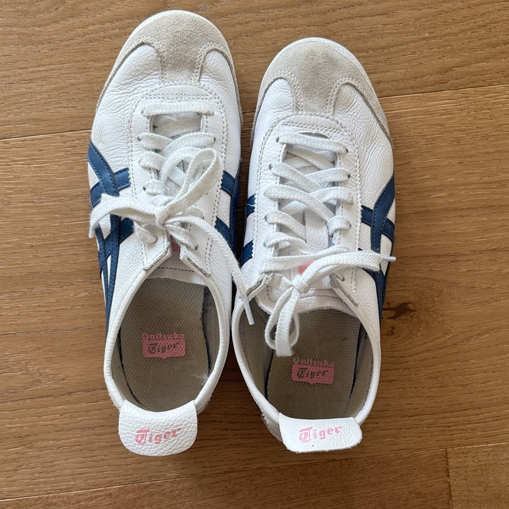 Onitsuka Tiger by Asics White and Blue Athletic Shoes